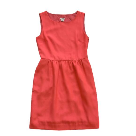 J. Crew Dress Coral Orange Sleeveless Crew Neck Pockets Summer Sheath Size 4 - Picture 7 of 12